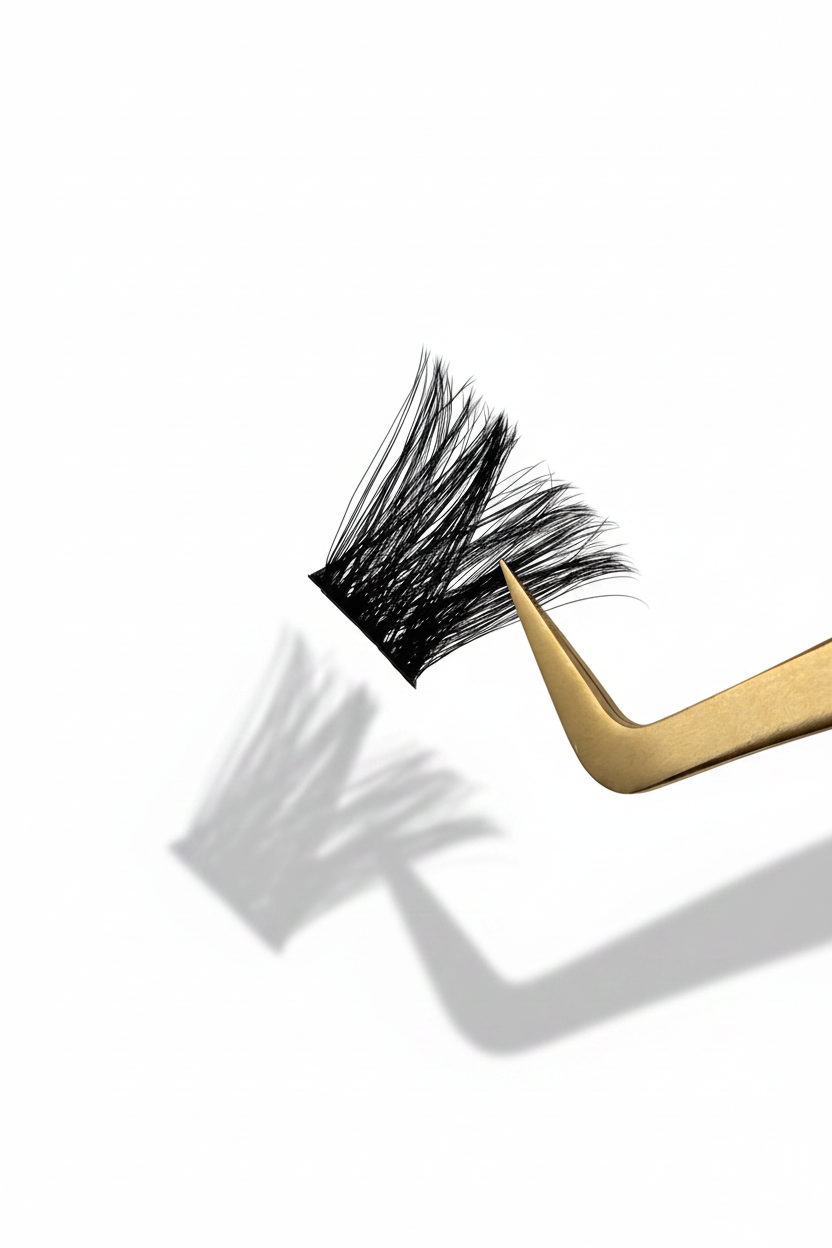 Extensions cils sur fond blanc